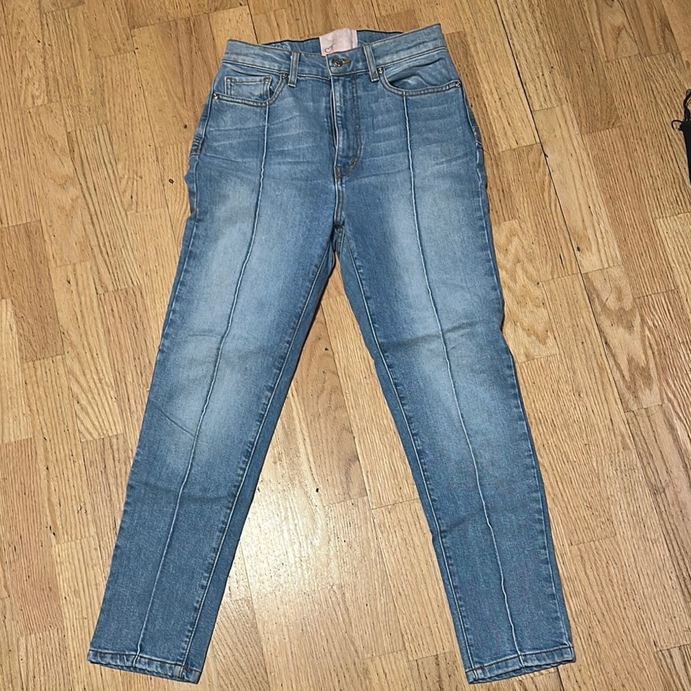 High Rise Blue Jeans with Straight Leg
